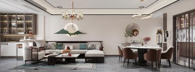 新中式客餐厅3D模型下载